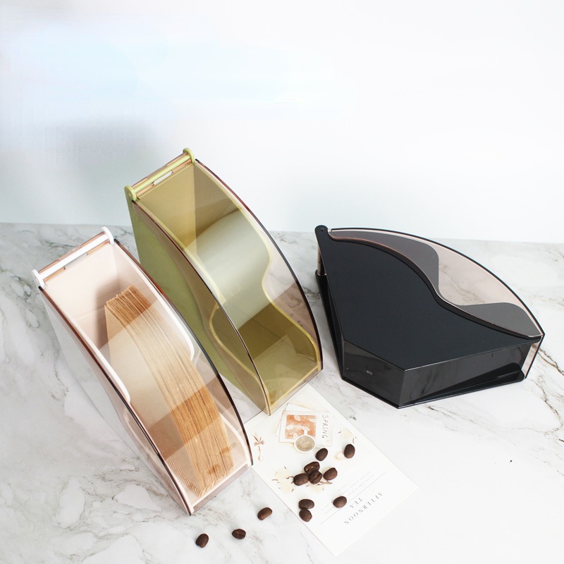 Coffee Equipment V60 - กล่องกระดาษกรองพลาสติกกรองฝุ่นที่ยึดกระดาษ V60กาแฟพัดจีนรูปตัวกรองกระดาษกันฝุ่น