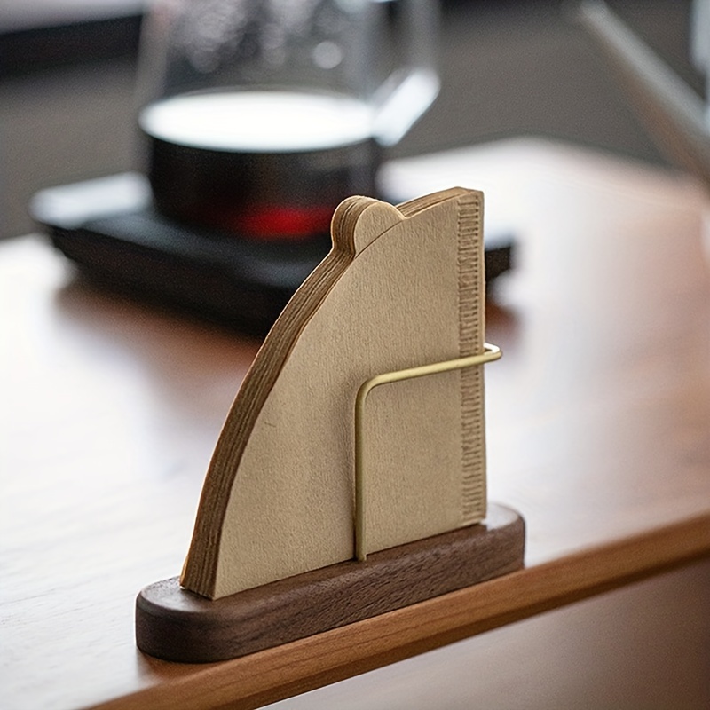 Coffee Equipment V60 - ที่ใส่ตัวกรองกาแฟ, ที่เก็บกระดาษกาแฟแบบตั้งได้, ภาชนะใส่ตัวกรองกาแฟสําหรับกระดาษกรองกาแฟ V60, วอลนัทและทองเหลือง