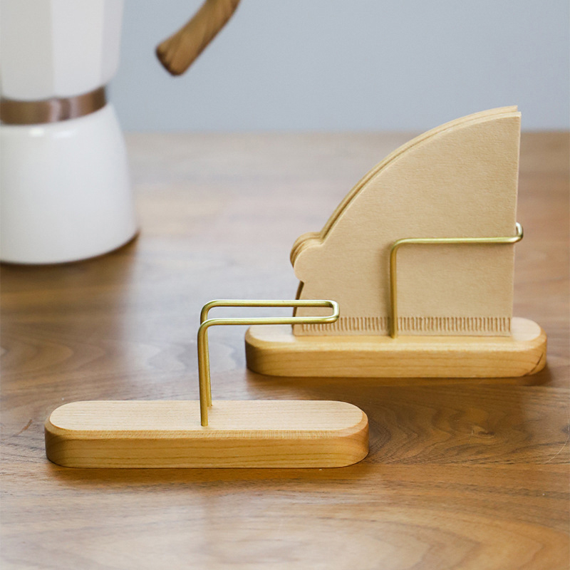 Coffee Equipment V60 - ที่กรองกาแฟทำจากไม้สำหรับวาง V60ชั้นวางเก็บข้อมูลตัวกรองกระดาษรูปทรงพัดอุปกรณ์เสริมสำหรับบ้านกาแฟเครื่องมือบาริสต้า
